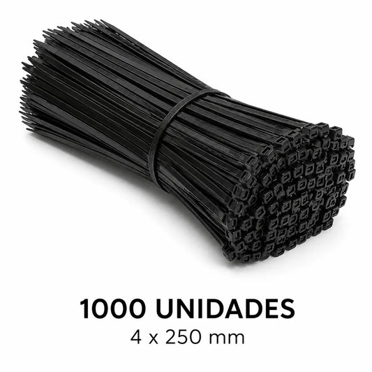 Pack x1000 Precintos de Seguridad 250mm x 4mm - Negro