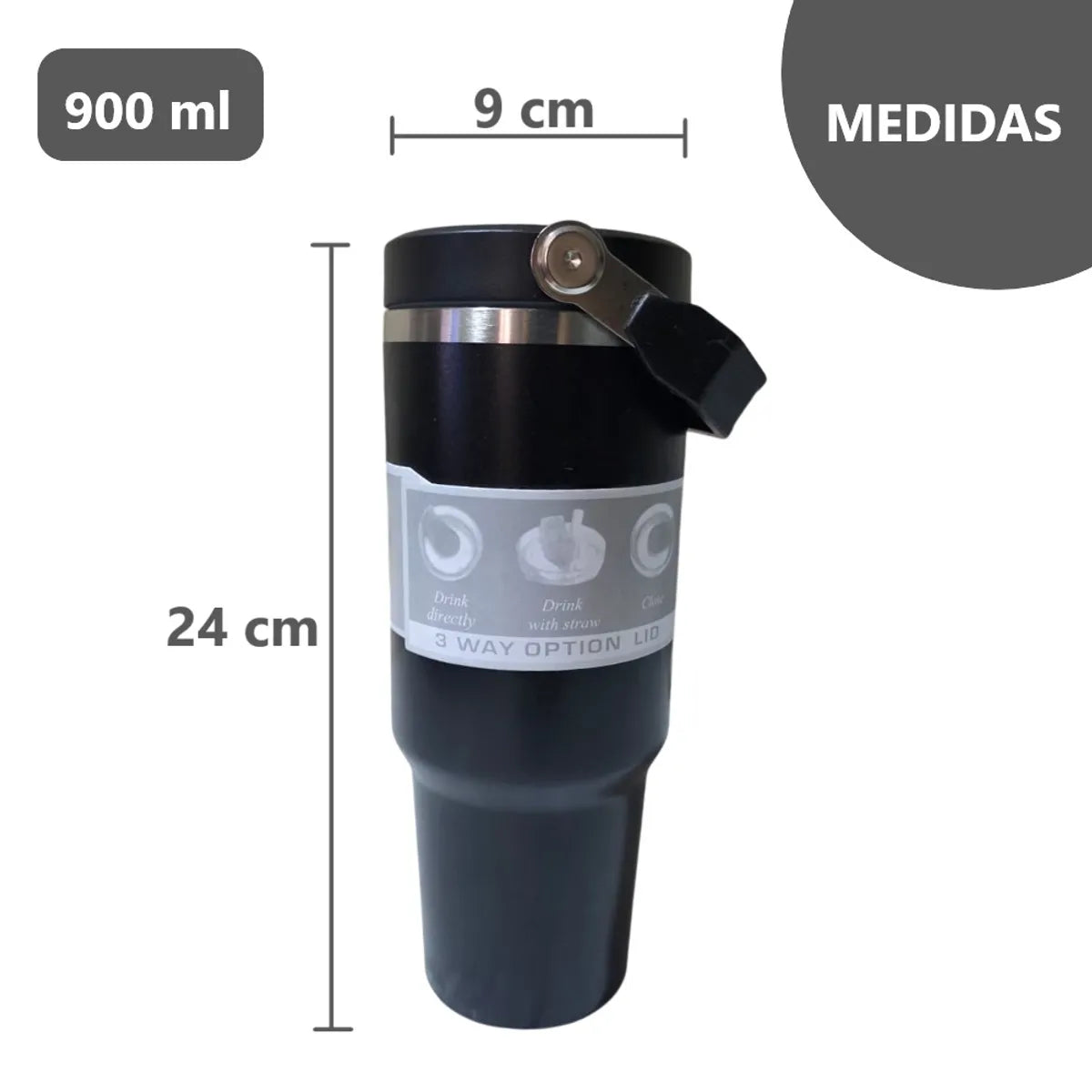 Botella Termo de 900 ml Acero Inoxidable 316 con tapa sorbete