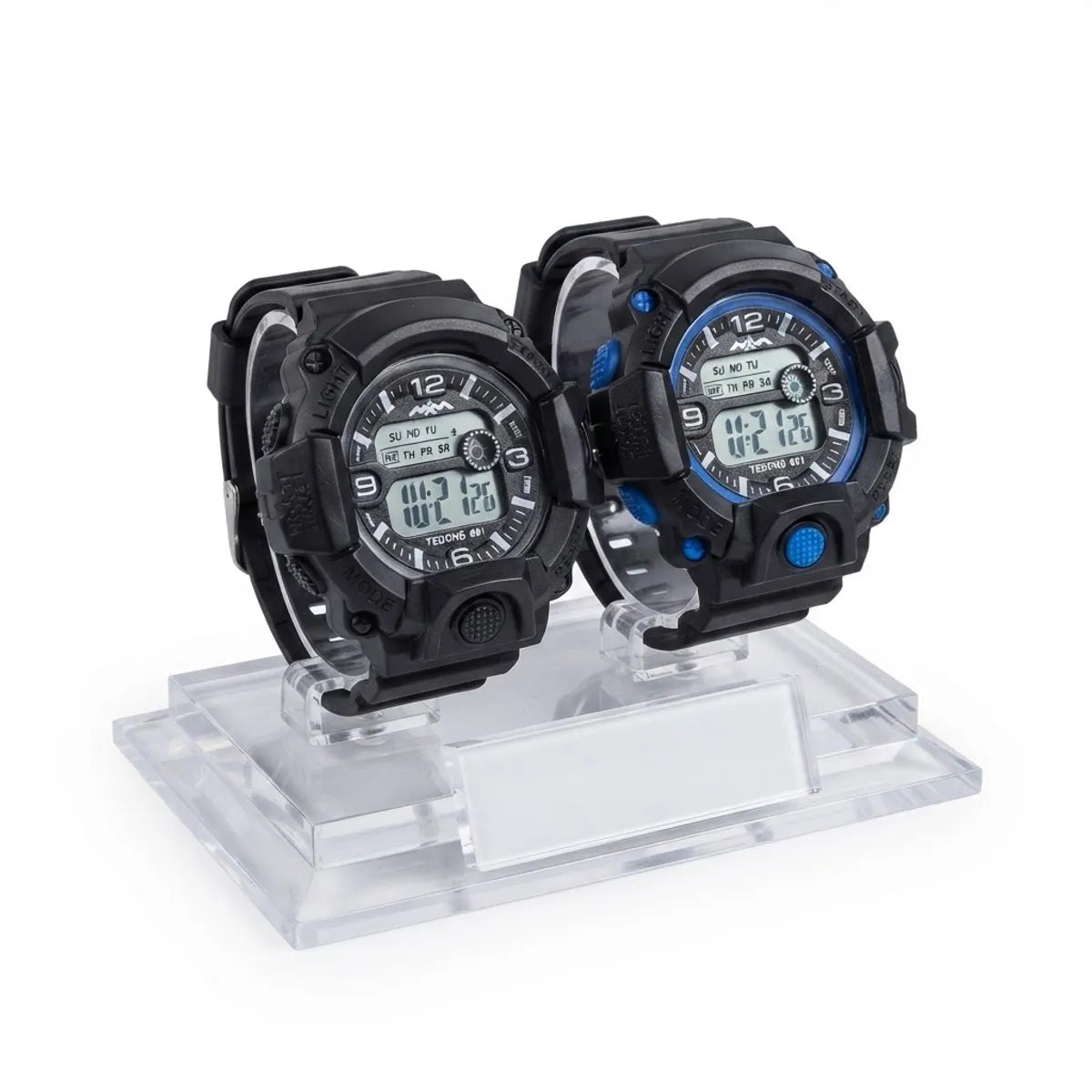Pack x2 relojes pulsera con luz cronómetro y fecha - 1C