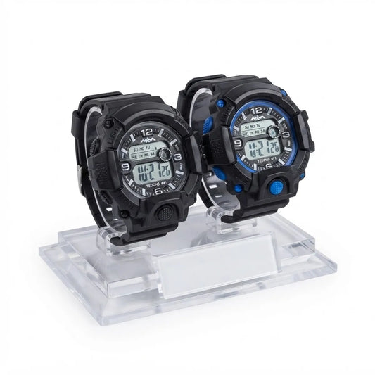 Pack x2 relojes pulsera con luz cronómetro y fecha - 1C