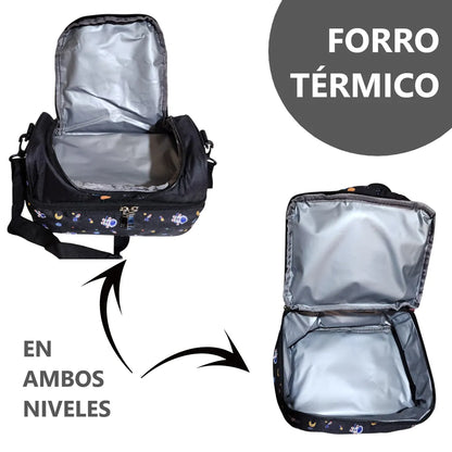 Lonchera térmica infantil con doble compartimento - Diseño Kawaii