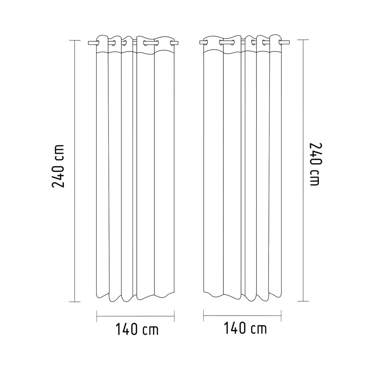 Pack x2 cortinas de 140x240cm con 8 ojales - Crema 31