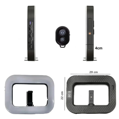 Aro Led Rectangular Recargable Para Celular Luz Foto Video - 29 cm
