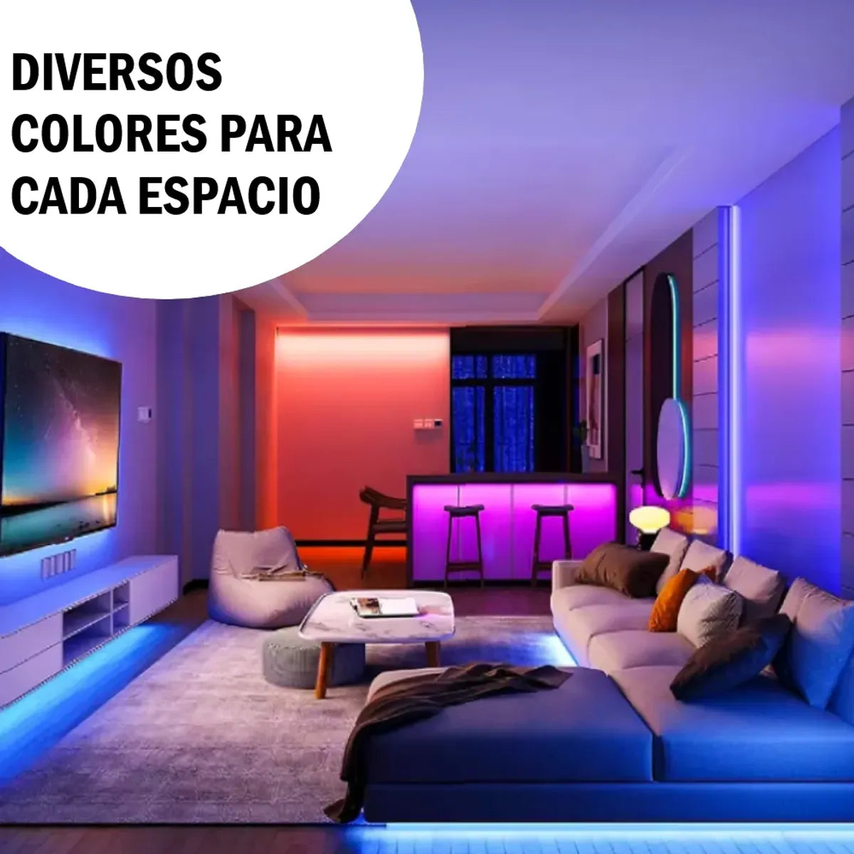 Pack x2 Tiras Luz Led 5M Rgb 5050 A Control Remoto