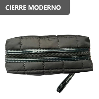 Cosmetiquera Fashion Puffer Amplia y Correa Brillante