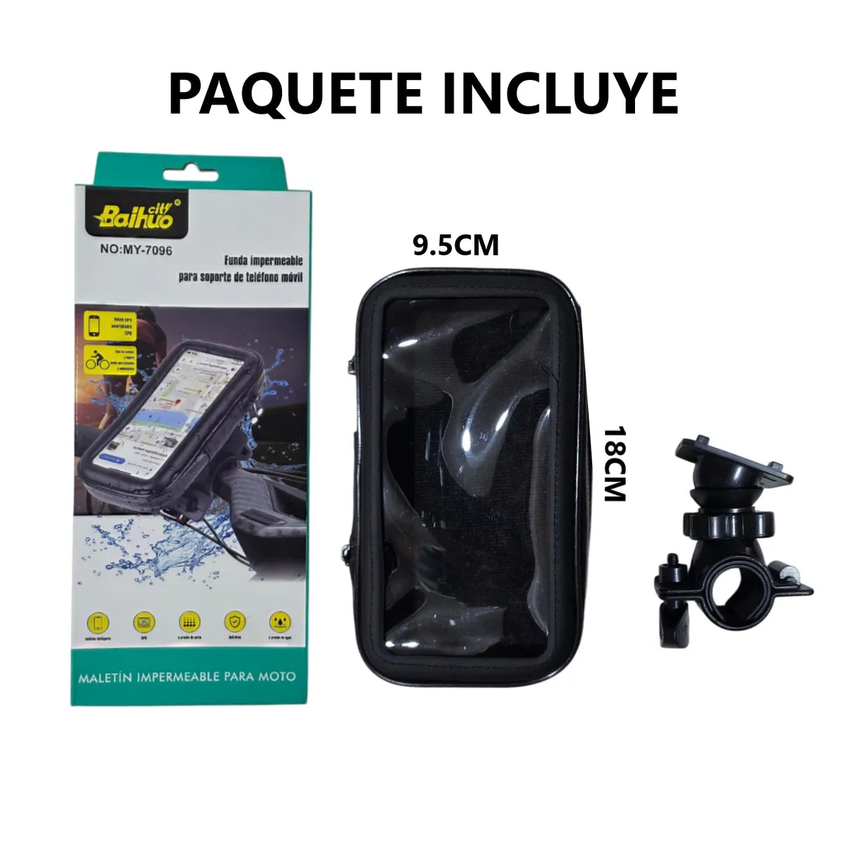 SOPORTE DE TELEFONO de 18cm PARA MOTO con cierre