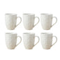 Set x6 Tazas de Loza Blanca con Releve de Flores