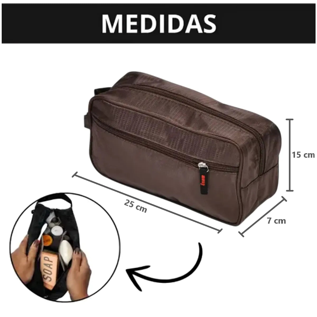 Neceser Organizador de Viaje con Asa Diseño Color Entero