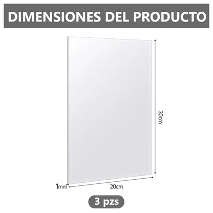 Pack x10 Espejos Adhesivo Rectangular Decorativo Sticker - 30cm x 20cm