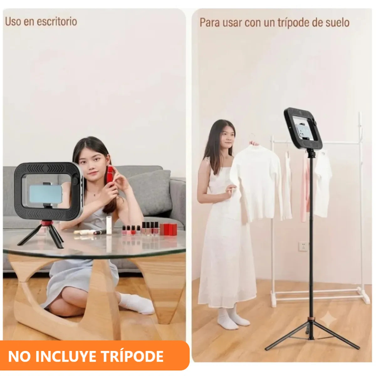 Aro Led Rectangular Recargable Para Celular Luz Foto Video - 29 cm