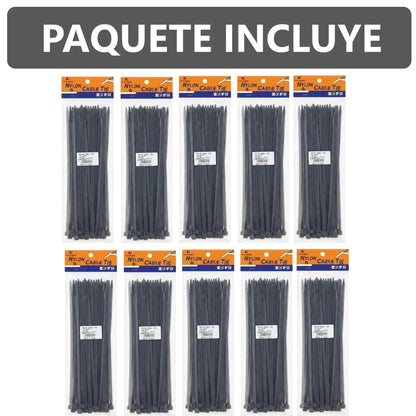 Pack x1000 Precintos de Seguridad 300mm x 5mm - Negro