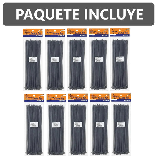 Pack x1000 Precintos de Seguridad 300mm x 5mm - Negro