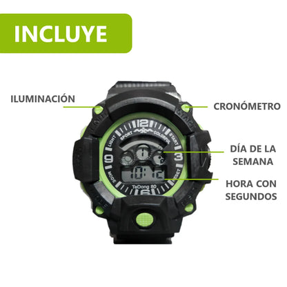Pack x2 relojes pulsera con luz cronómetro y fecha - 3C