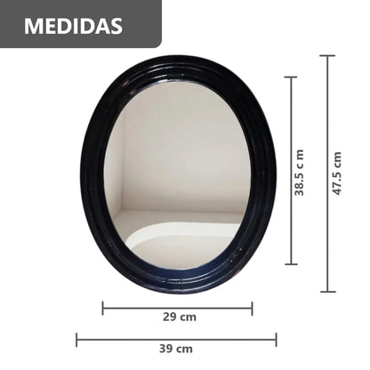 Pack x2 Espejos de Pared Ovalado Negro Mate - 48 cm