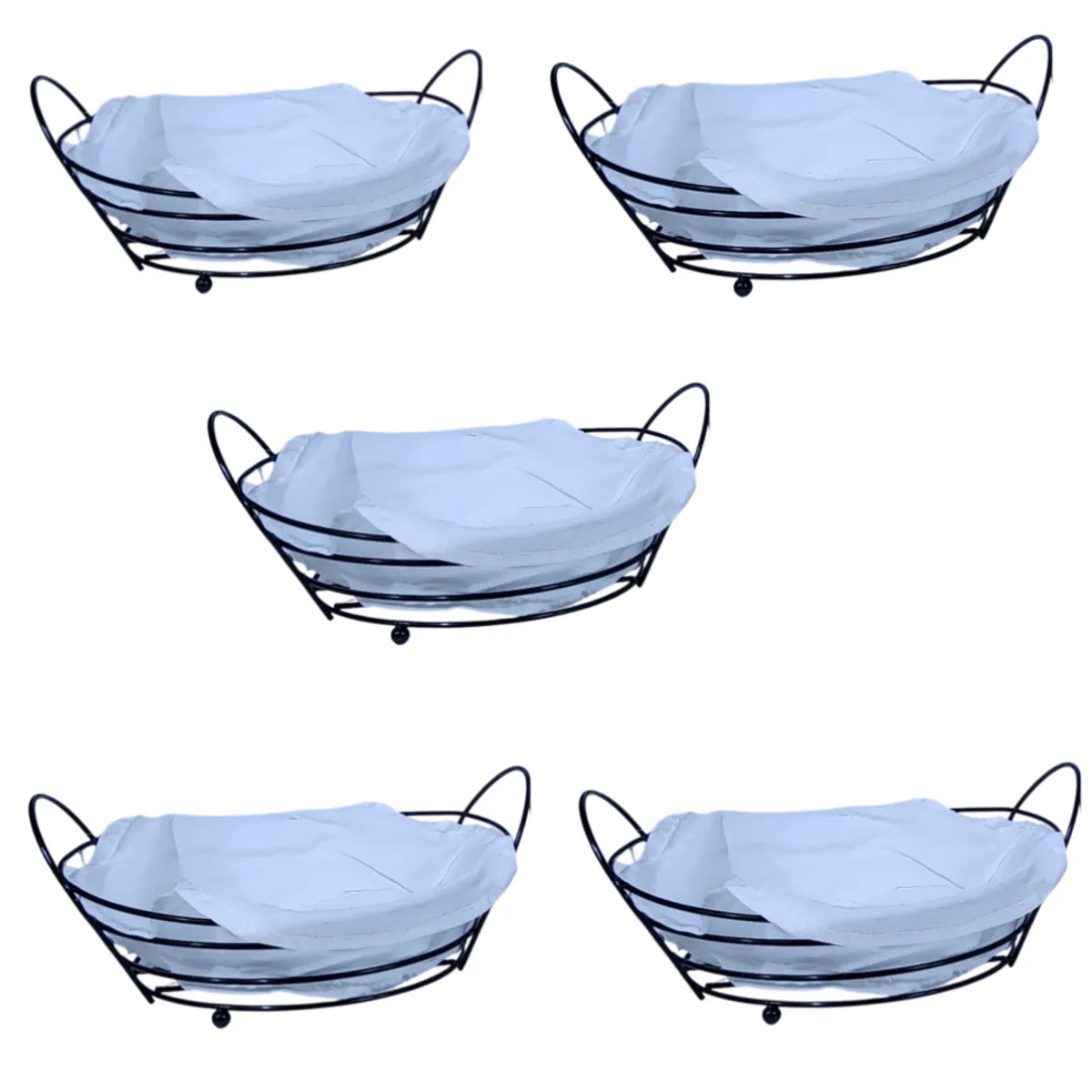 Pack x5 Paneras Redonda de Metal con tela desmontable