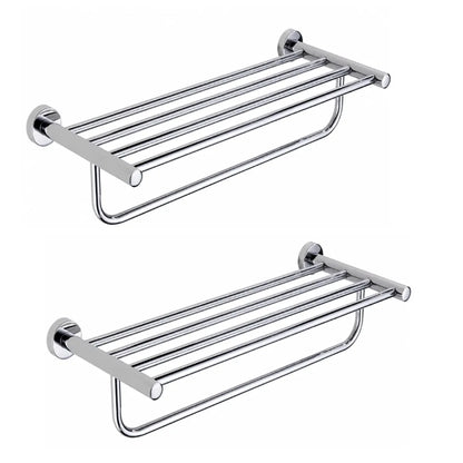 Pack x2 Toalleros Rectangular de Acero Inoxidable Plateado Brillante - 60 x 23 cm
