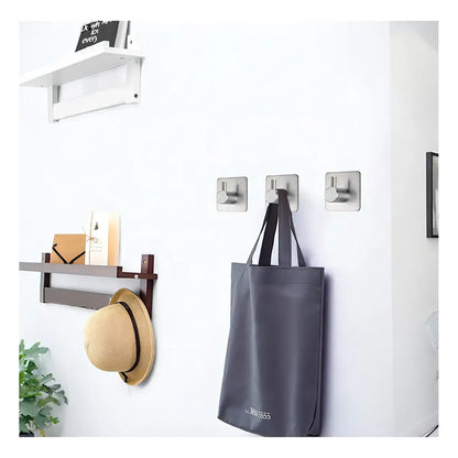 Pack de Jabonera de Pared y 2 Ganchos Adhesivos Metálicos para Baño