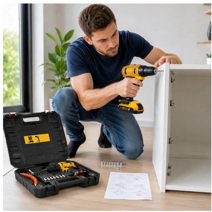 Taladro eléctrico portátil con 2 baterías 180V y estuche de piezas