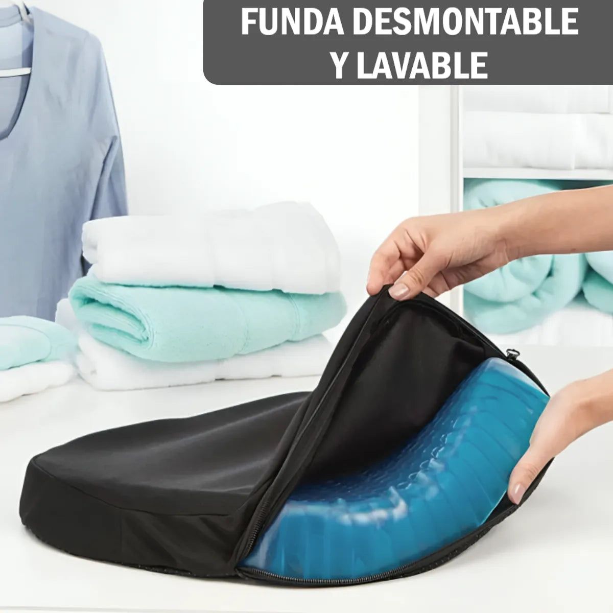 Asiento Cojin Gel Ortopédico Transpirable con funda