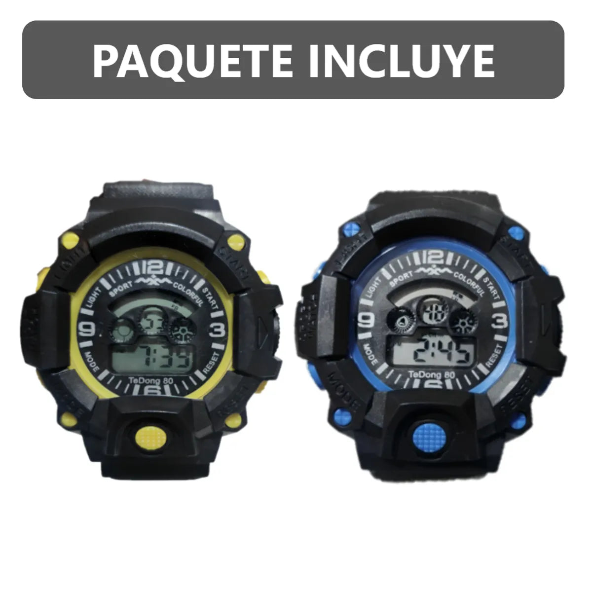Pack x2 relojes pulsera con luz cronómetro y fecha - 3C