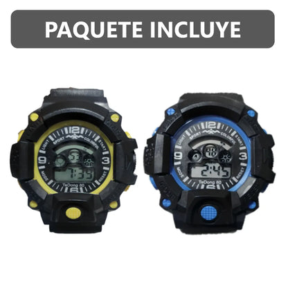 Pack x2 relojes pulsera con luz cronómetro y fecha - 3C