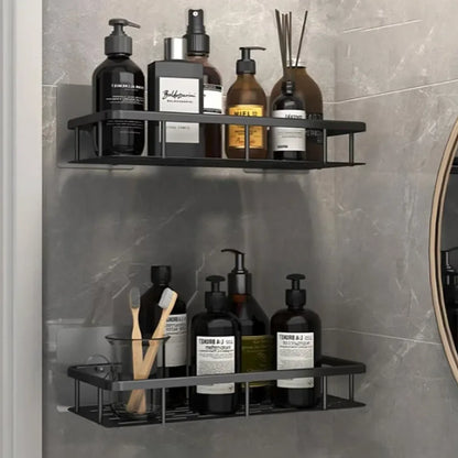 Kit x2 Repisas Rectangular De Aluminio Para Baño - Negro