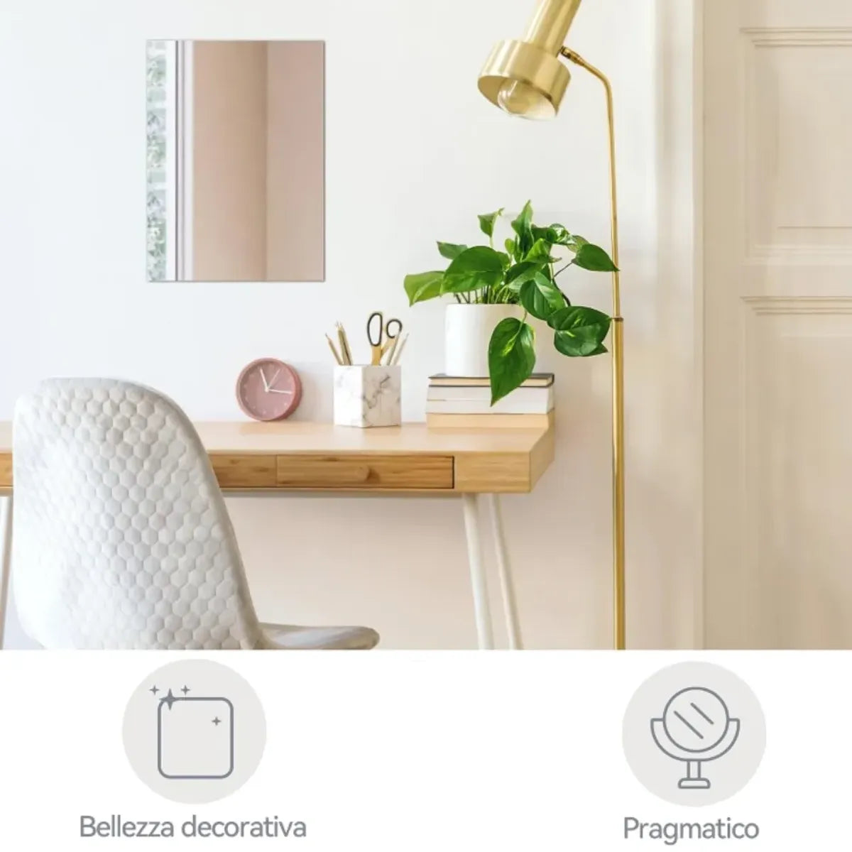 Pack x10 Espejos Adhesivo Rectangular Decorativo Sticker - 30cm x 20cm