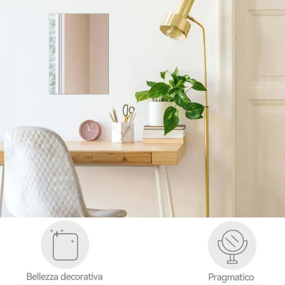 Pack x10 Espejos Adhesivo Rectangular Decorativo Sticker - 30cm x 20cm