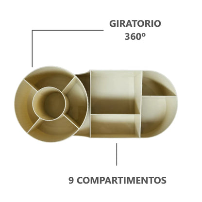Organizador giratorio para brochas de maquillaje 9 ranuras