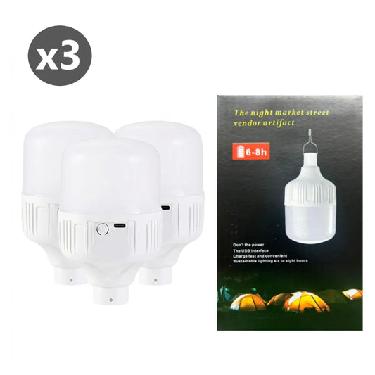 Pack x3 Focos Portátil 2 horas Recargable Luz Blanca