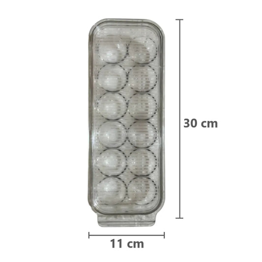 Pack x2 Organizador dispensador de acrílico para huevos 12 espacios - transparente
