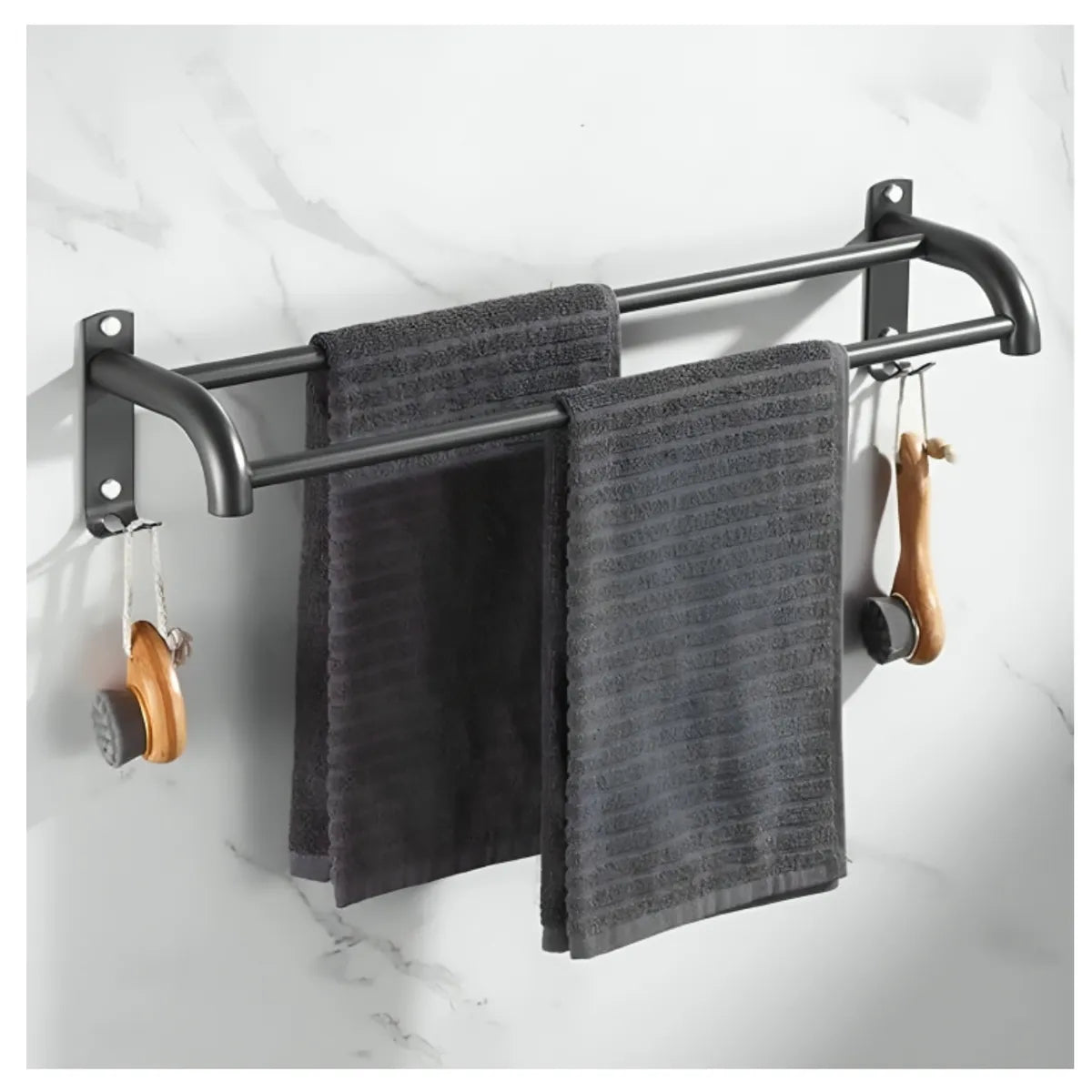 Toallero Rectangular de Acero Inoxidable Negro mate - 57 x 12 cm