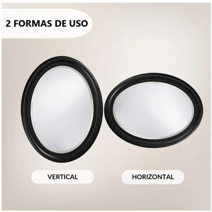Pack x2 Espejos de Pared Ovalado Negro Mate - 48 cm