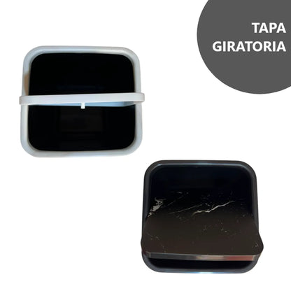 Pack x2 Tachos de Basura Papeleras de plástico con tapa - Negro y Blanco