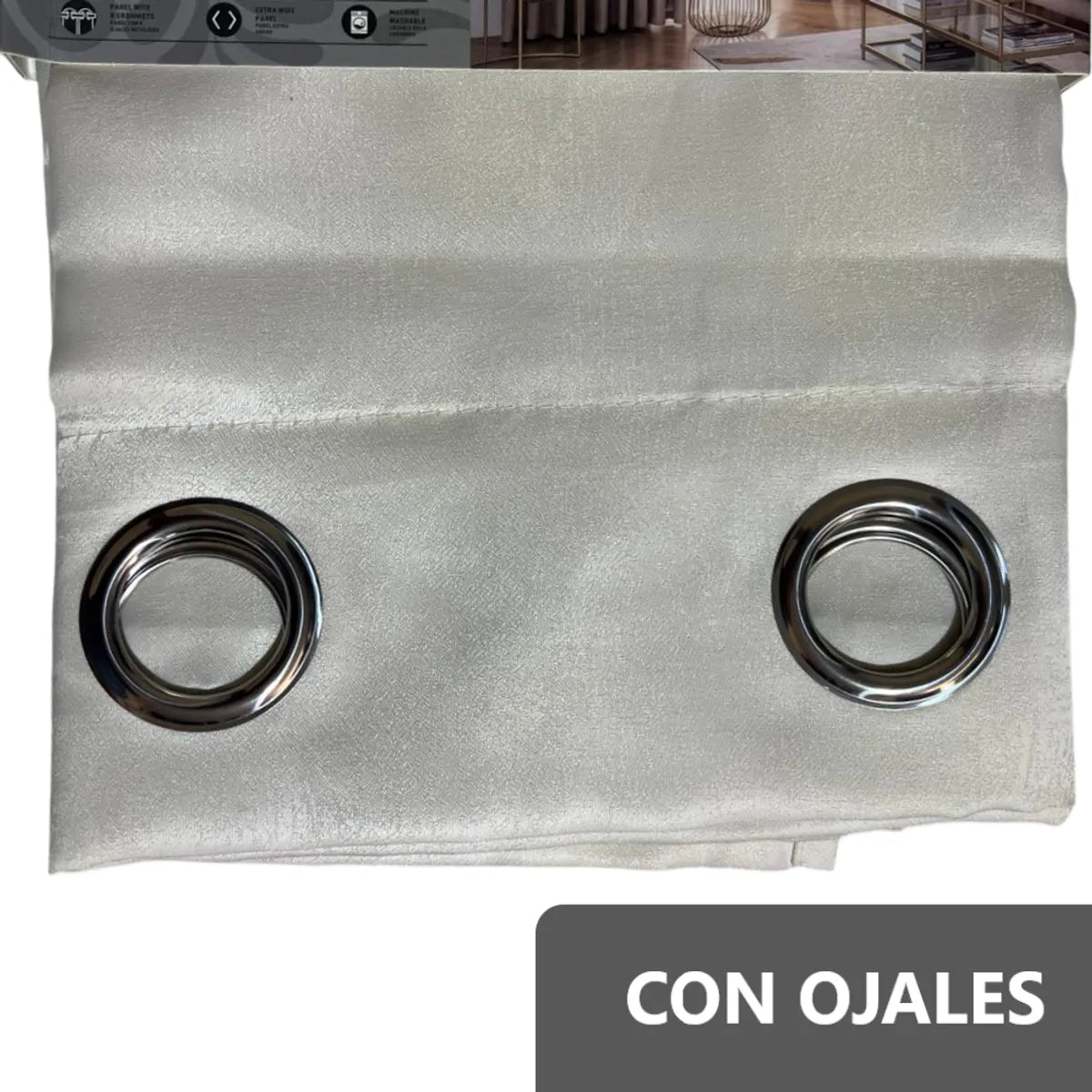 Pack x2 cortinas de 140x240cm con 8 ojales - Crema 35
