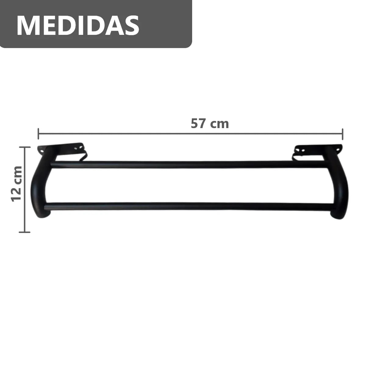 Toallero Rectangular de Acero Inoxidable Negro mate - 57 x 12 cm