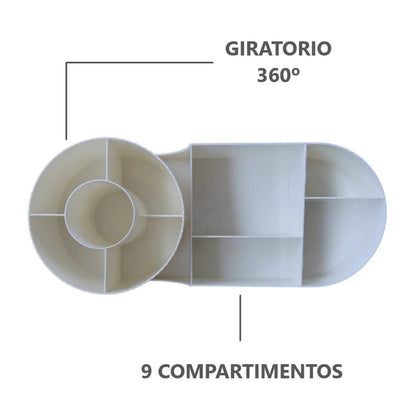 Organizador giratorio para brochas de maquillaje 9 ranuras