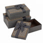Set de 3 Cajas de Regalo Rectangulares Gris con Lazo de Satén y Detalles Dorados - 23 x 15 cm