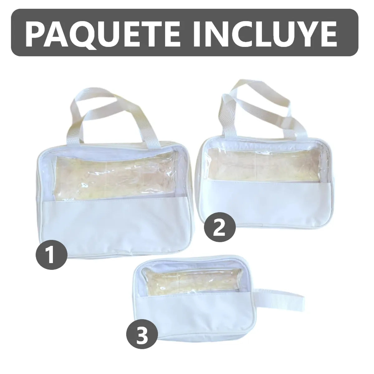 Kit 3 en 1 Bolsas de Maquillaje estuche neceser - 30x20x12 cm