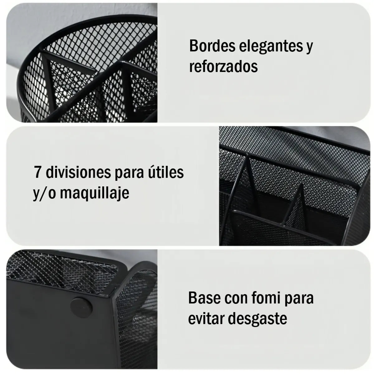 Organizador de escritorio metálico de lapiceros y archivos