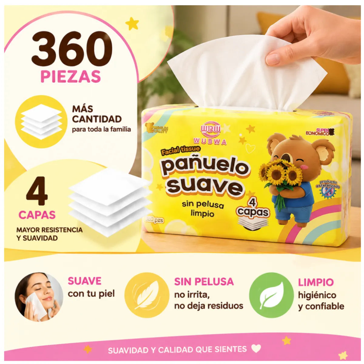 20 Paquetes con 360 Servilletas de papel tissue Desechables
