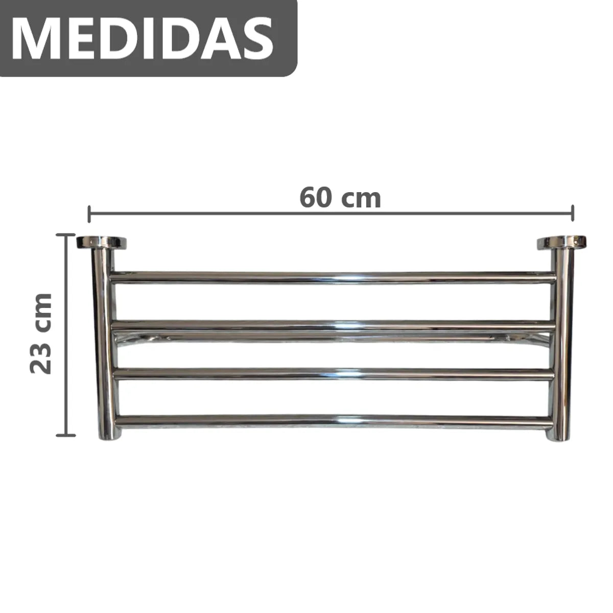 Pack x2 Toalleros Rectangular de Acero Inoxidable Plateado Brillante - 60 x 23 cm