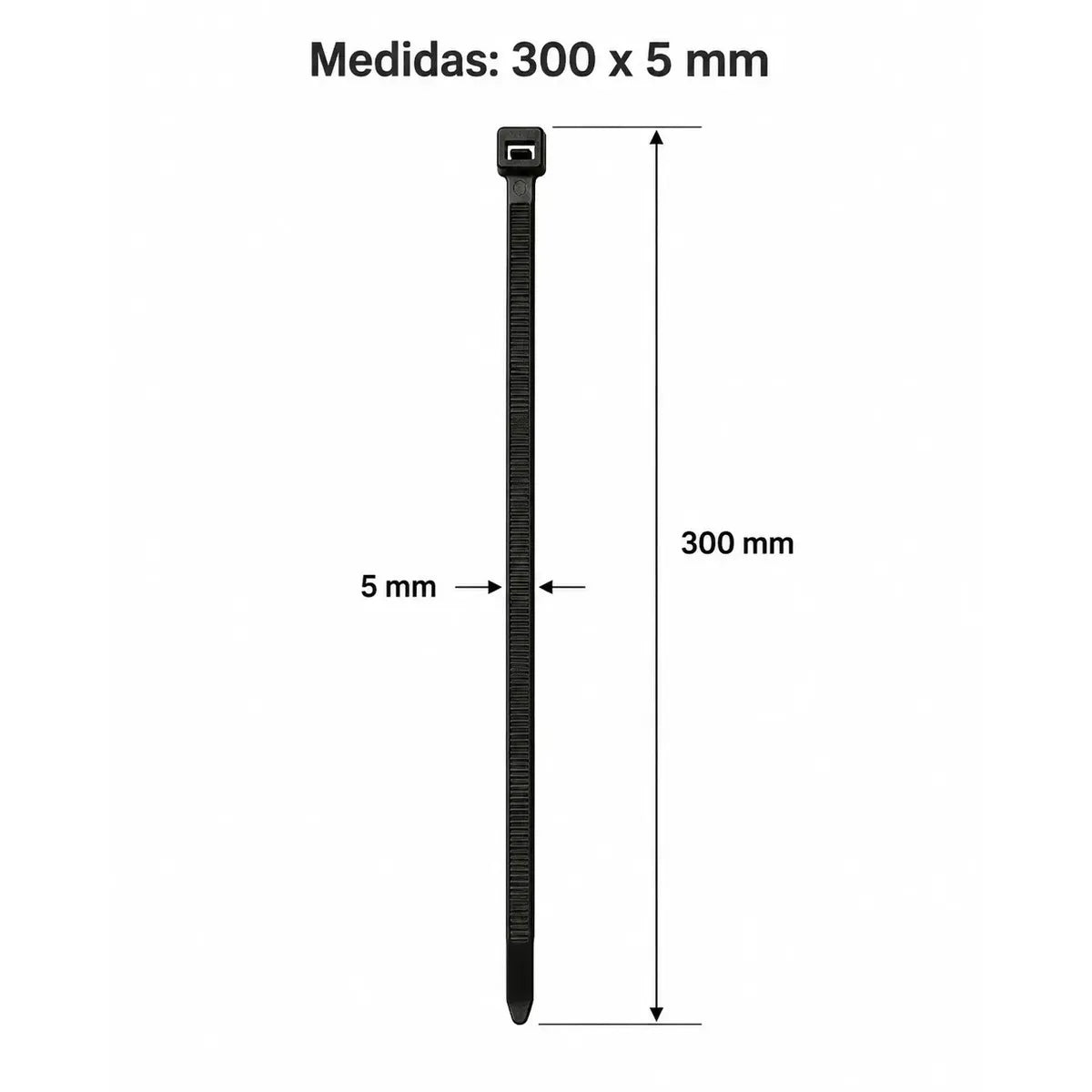 Pack x1000 Precintos de Seguridad 300mm x 5mm - Negro