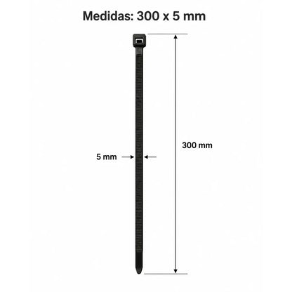 Pack x1000 Precintos de Seguridad 300mm x 5mm - Negro