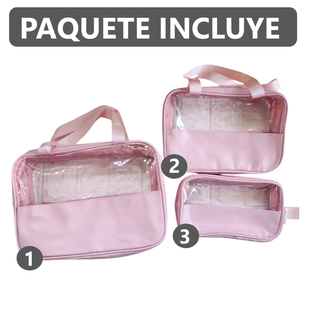 Kit 3 en 1 Bolsas de Maquillaje estuche neceser - 30x20x12 cm