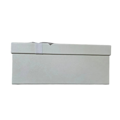 Set de 3 Cajas de Regalo Rectangulares Blancas con Lazo de Satén y Detalles Dorados - 23 x 15 cm