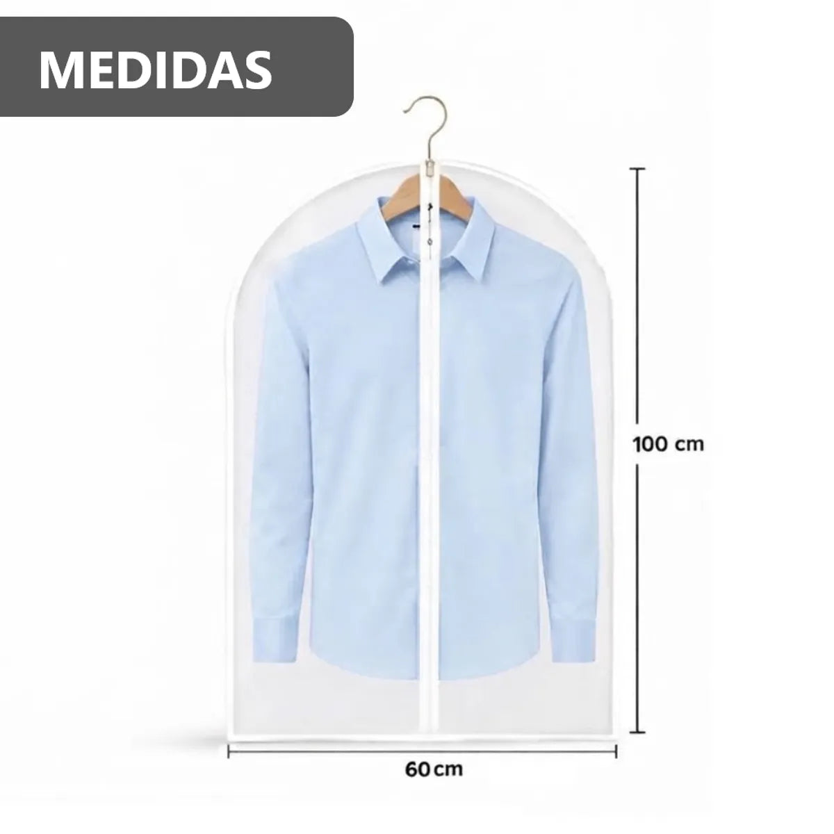 Pack x5 Protectores Fundas de Camisas Semi transparentes para Clóset Anti Polvo- 60x100 cm