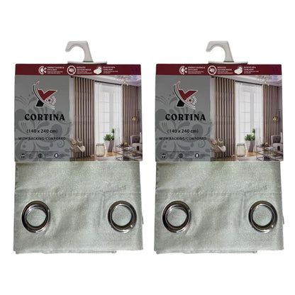 Pack x2 cortinas de 140x240cm con 8 ojales - Crema Dorado 33
