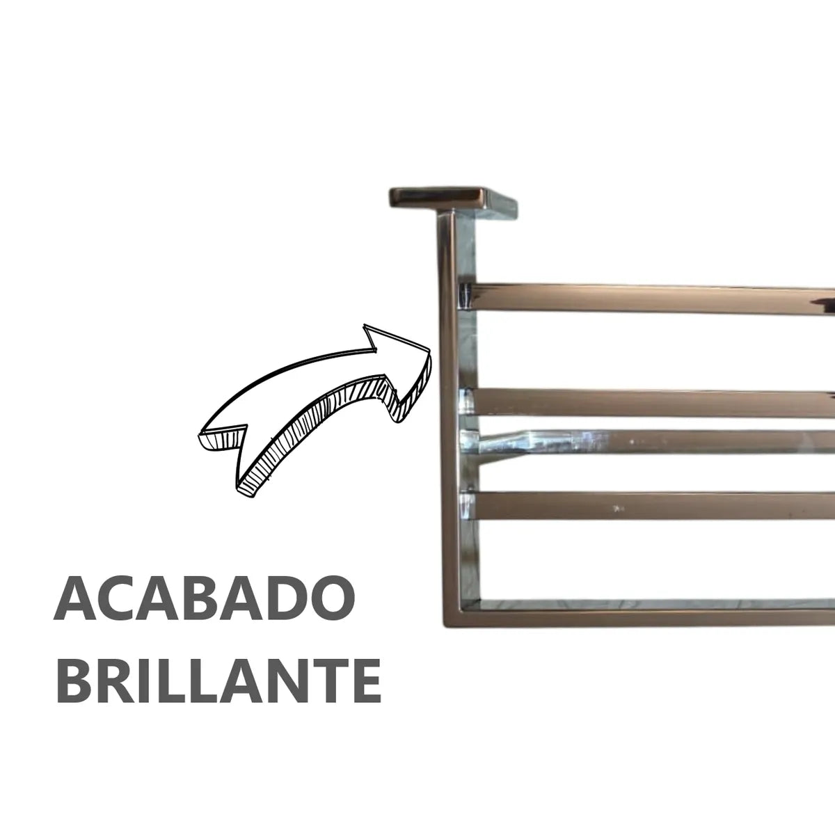 Toallero Rectangular de Acero Inoxidable Plateado Brillante - 60 x 23 cm