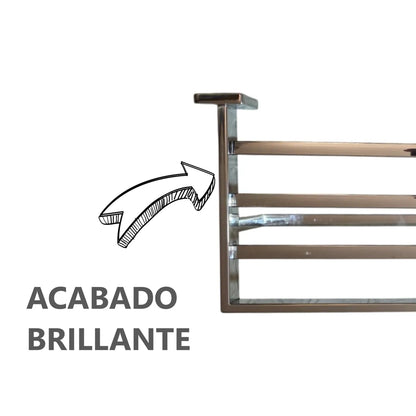 Toallero Rectangular de Acero Inoxidable Plateado Brillante - 60 x 23 cm